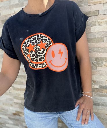 T-SHIRT FOND GRIS FONCE TU.