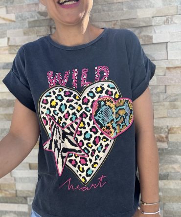 T-SHIRT FOND GRIS TU.