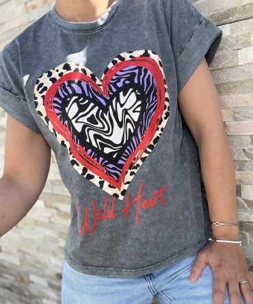 T-SHIRT FOND GRIS TU.