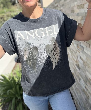 T-SHIRT FOND GRIS TU.