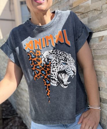 T-SHIRT FOND GRIS TU.