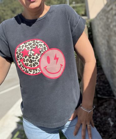 T-SHIRT FOND GRIS FONCE TU.