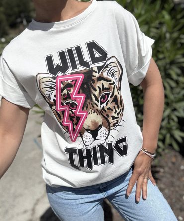 T-SHIRT MOTIF FOND BLANC TU 