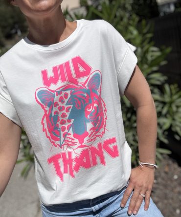 T-SHIRT MOTIF FOND BLANC TU 