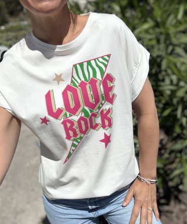 T-SHIRT MOTIF FOND BLANC TU 