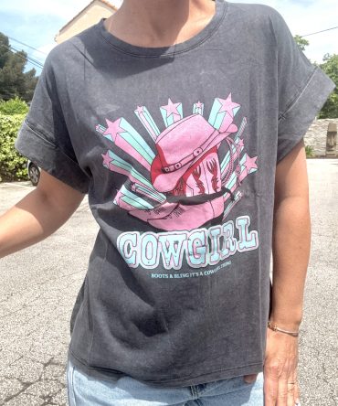 T-SHIRT FOND GRIS TU.