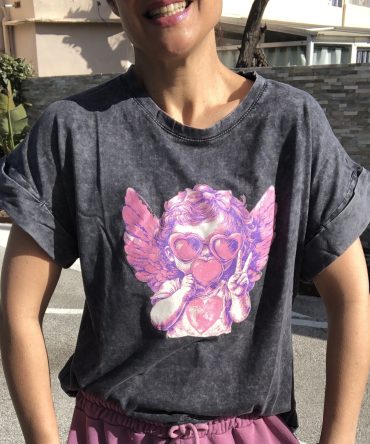 T-SHIRT FOND GRIS FONCE TU.