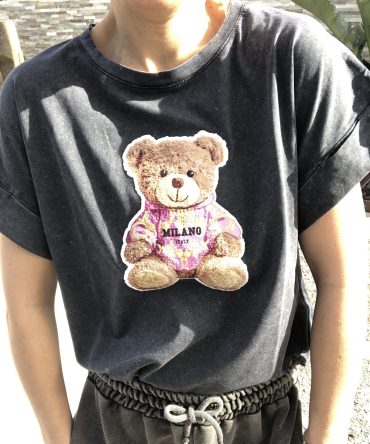 T-SHIRT FOND GRIS FONCE TU.