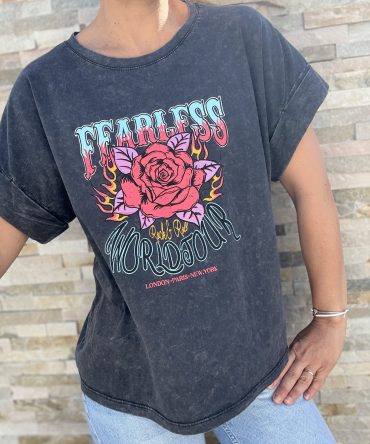 T-SHIRT FOND GRIS TU.