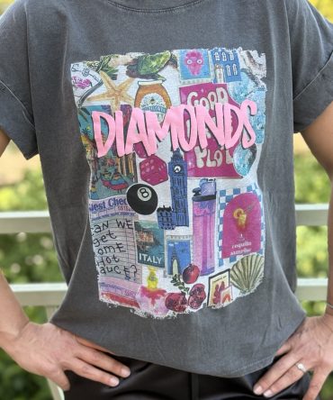 T-SHIRT FOND GRIS TU.