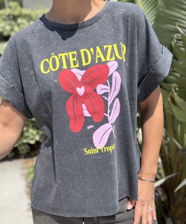 T-SHIRT FOND GRIS TU.