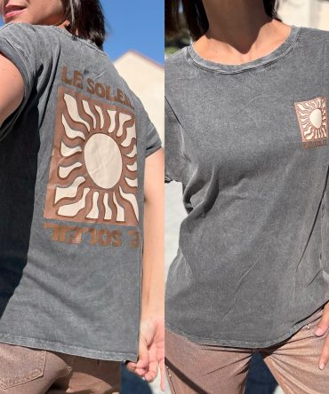 T-SHIRT FOND GRIS FONCE TU.