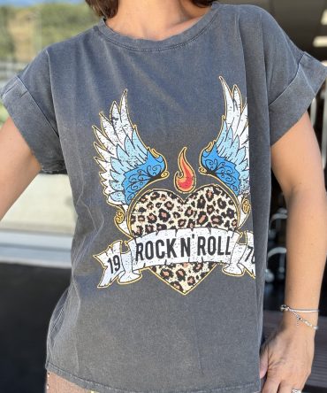 T-SHIRT FOND GRIS FONCE TU.