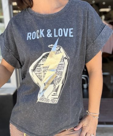T-SHIRT FOND GRIS FONCE TU.