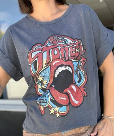 T-SHIRT FOND GRIS FONCE TU.