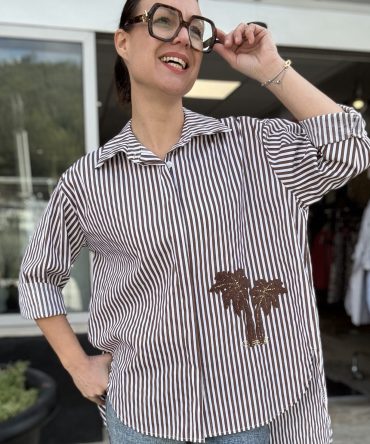 CHEMISE PALMA Coloris rayé Blanc et Marron