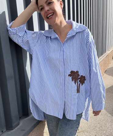 CHEMISE PALMA Coloris rayé Blanc et Bleu
